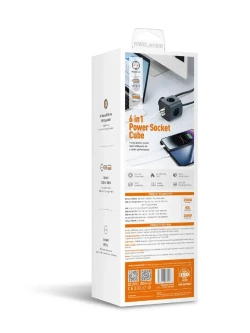 LDNIO SE3338 Удлинитель сетевой фильтр 3 розетки, супер быстрая зарядка 65 Вт, тройник разветвитель с заземлением и выключателем