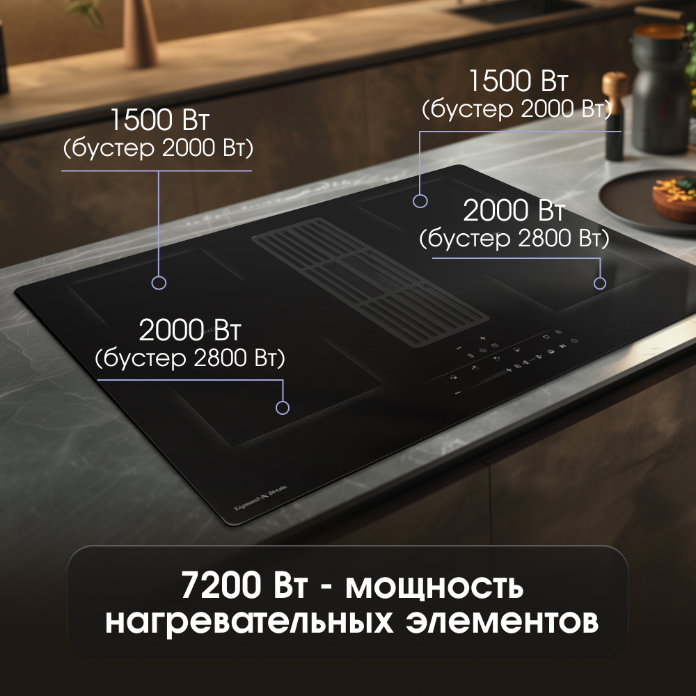 Индукционная варочная панель Zigmund & Shtain CIS 311.75 BX с вытяжкой