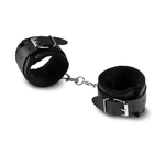 Черные наручники из эко-кожи с мехом (Цвет: черный)