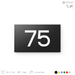 Табличка с номером 75 на дверь квартиры, для офиса, кабинета, аудитории, склада, черная 120х70 мм, Айдентика Технолоджи