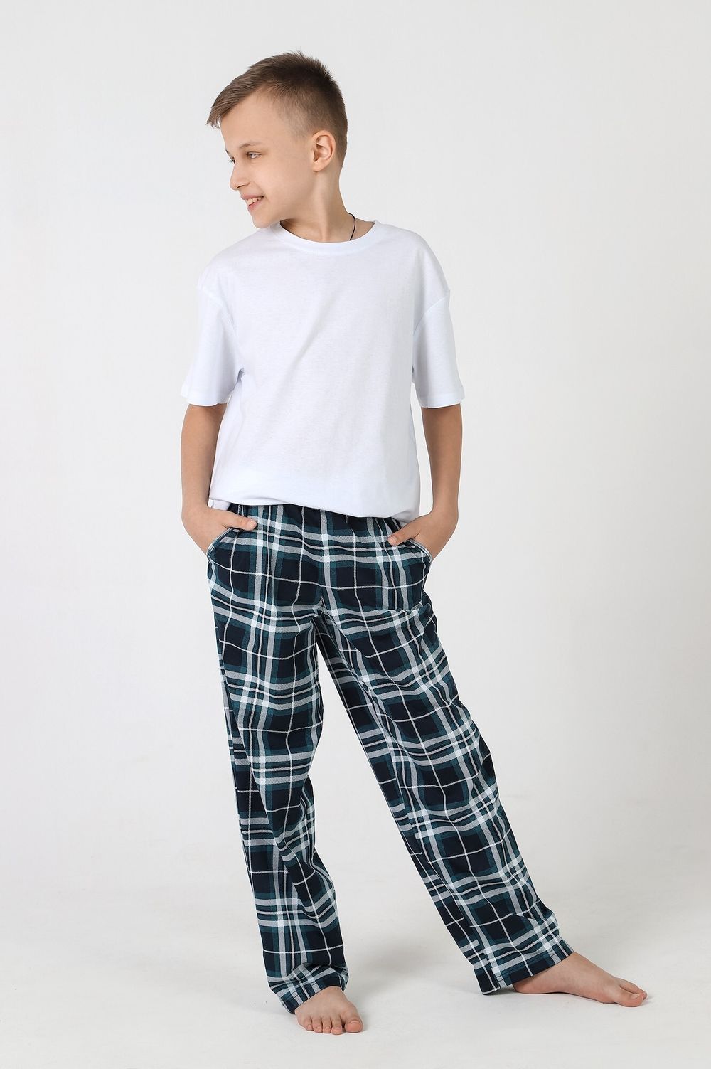 Брюки для мальчика Патрик-1 Виотекс КЛЕТКА ПЕТРОЛЬ
