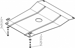Защита КПП (2 мм, сталь) для Kia Sportage 1994-2005, Kia Grand Sportage 1999-2005 Motodor.01020