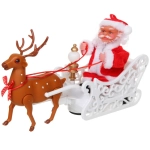 Дед Мороз музыкальный 20*30 см в красной шубе с упряжкой (работает от 3*АА - в комплект не входят)