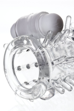 Насадка на пенис TOYFA A-Toys с вибропулей и шипами - 13,4 см.