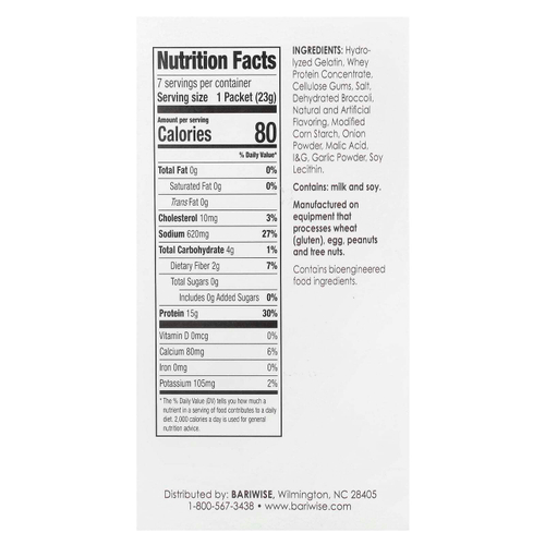 BariWise, Протеиновый суп, крем из брокколи, 7 пакетиков по 23 г (0,81 унции)