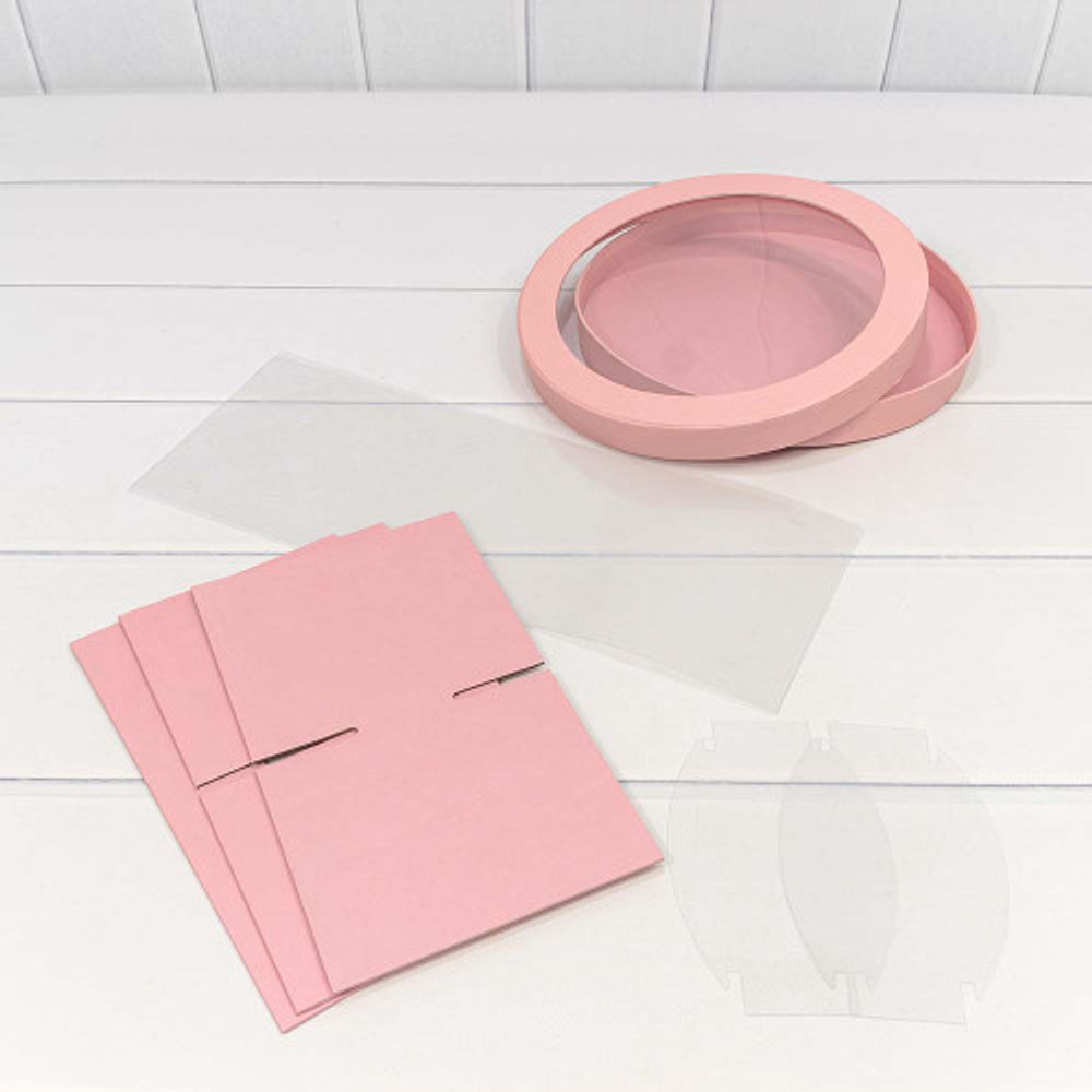 Коробка сборная 25х15 см с окошком (Розовый)