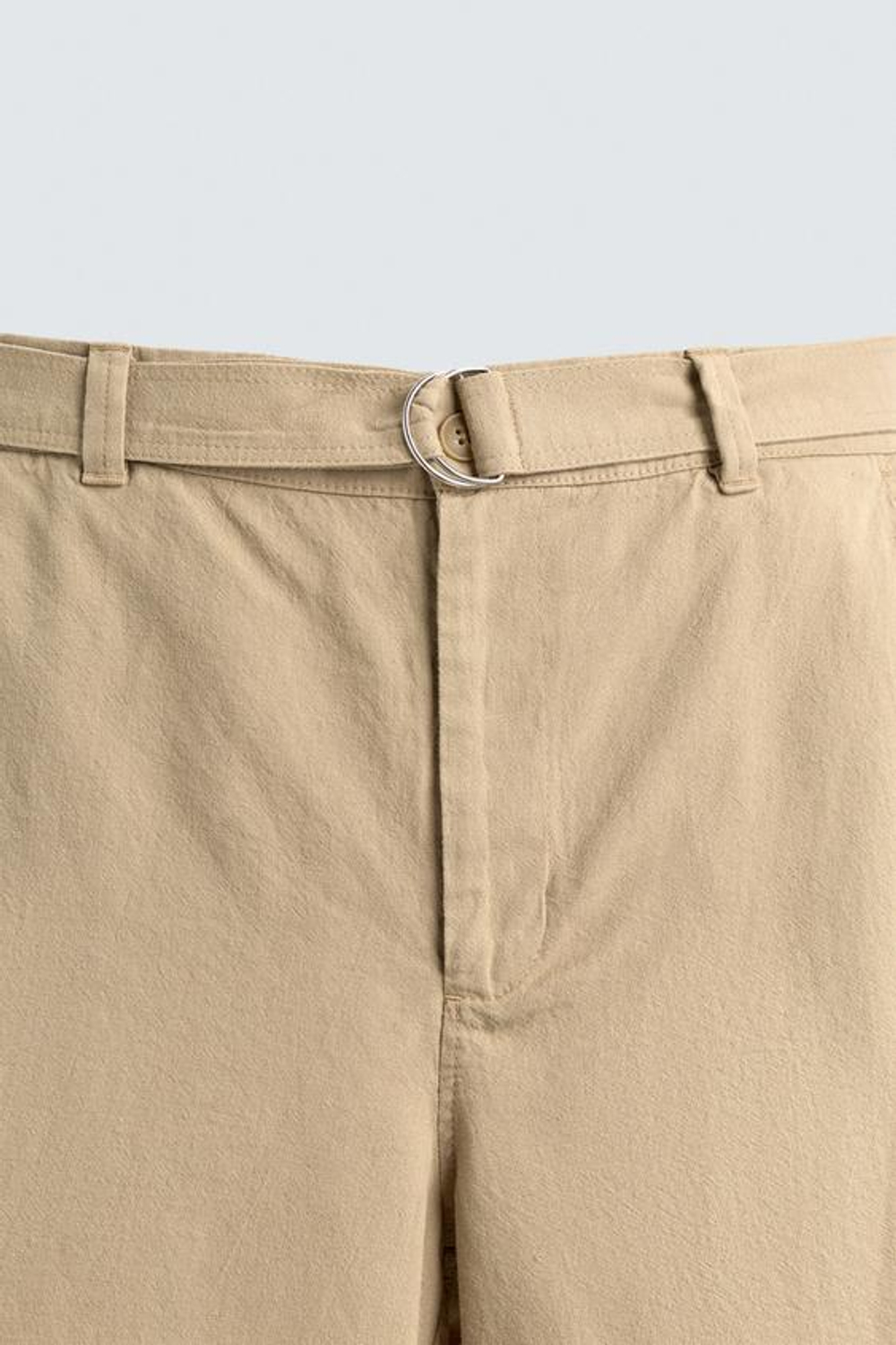 ZARA ШОРТЫ RELAXED FIT С РЕМНЕМ, ТЕМНО-БЕЖЕВЫЙ