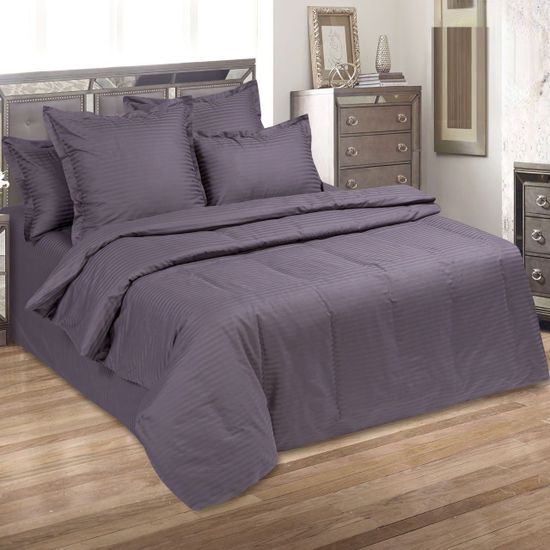 Двуспальный с европростынёй комплект постельного белья Мокрый асфальт Страйп-сатин