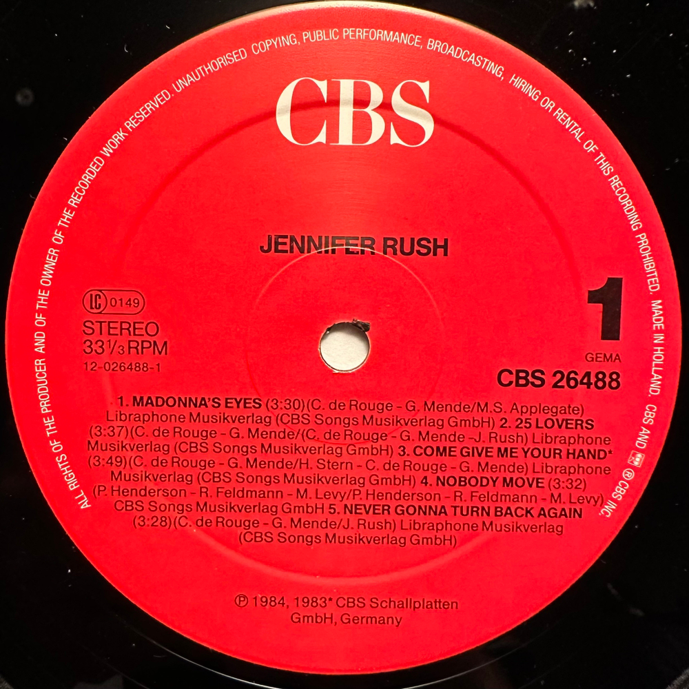 Jennifer Rush - Jennifer Rush (Голландия 1985г.)