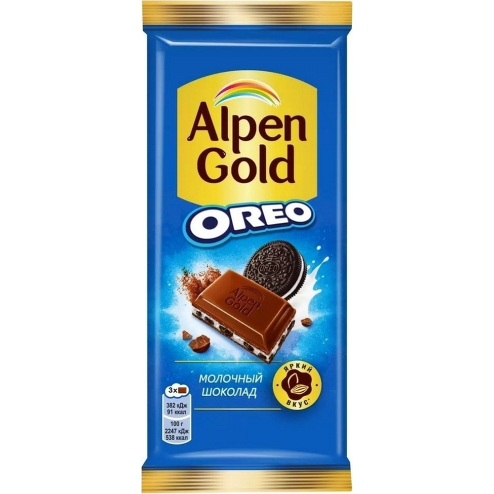 Шоколад Alpen Gold Oreo молочный ваниль-печенье 85 г