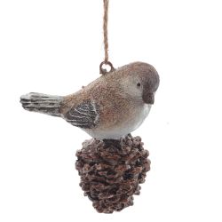 GAEM Украшение новогоднее "Птичка на шишке", L8 W6 H7,5 см, 2в.