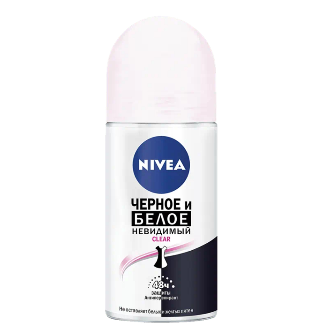 Nivea део шарик женский clear невидимая защита для черного и белого 50 мл. 6*30