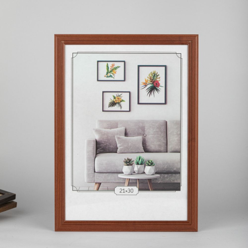 Фоторамка Image Art С22 МДФ универсальная 21х30 цвет красное дерево вставка прозрачный пластик