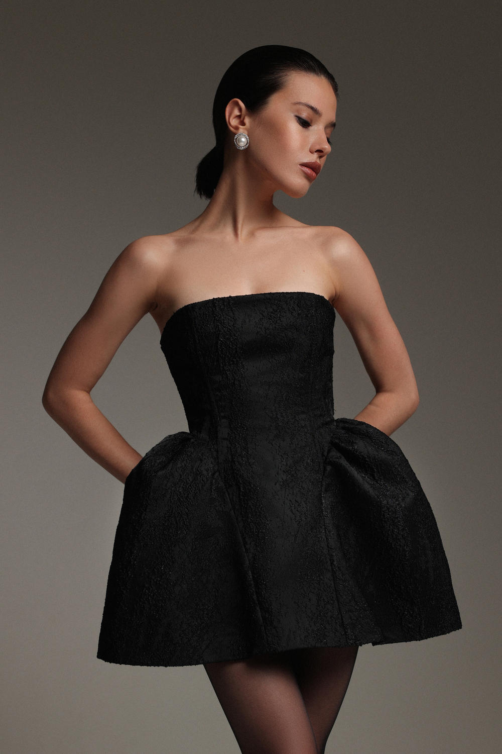 Платье мини из жаккарда