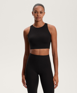 Oysho Кроп-топ с открытой спиной Light Touch, черный