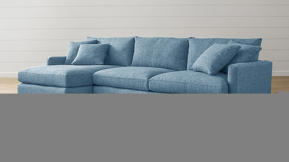 Диван с оттоманкой Стелф ЭКО Strong Plus 09 215*153*90 см, Синий Рогожка Еврокнижка Фиеста