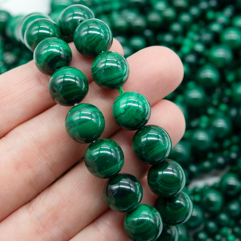 Малахит натуральный, бусины в форме шара 10,5мм