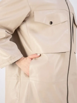 Пальто из натуральной кожи с капюшоном