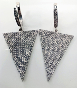 Серьги Эстерелла с фианитами, родированные, серебро 925 пробы/Ф