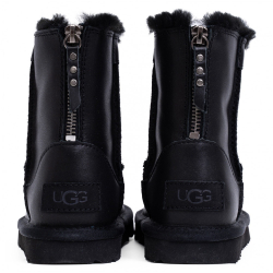 UGG Kids Classic Short Zip Leather Black
