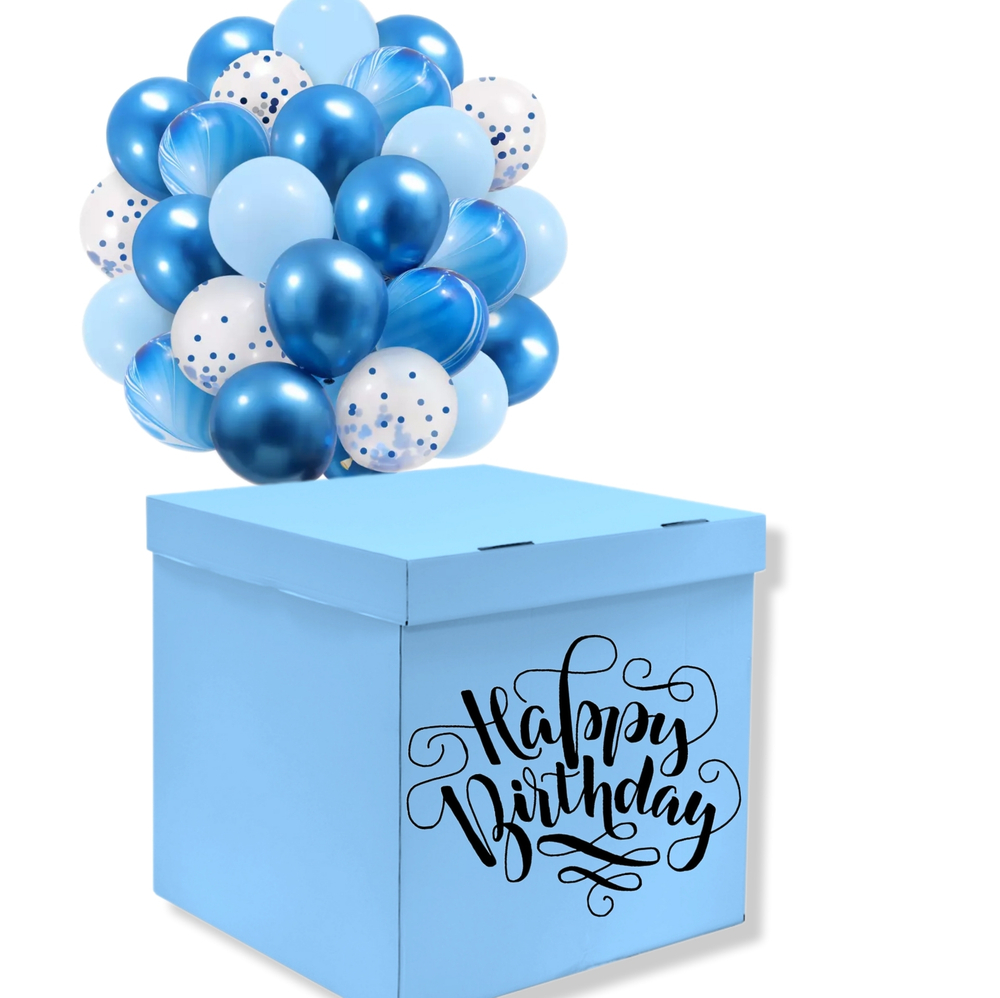 Коробка для воздушных шаров 70*70*70 см, Голубой