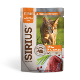 Сириус для кошек Sterilised Кусочки в соусе Утка с клюквой 85гр.