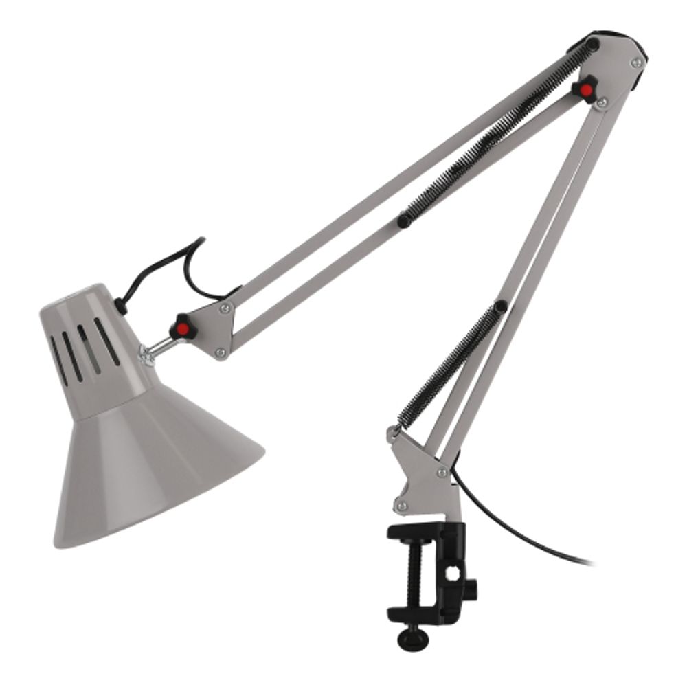 Настольный светильник ЭРА N-121-E27-40W-GY Е27 на струбцине серый | Настольные светильники под лампу