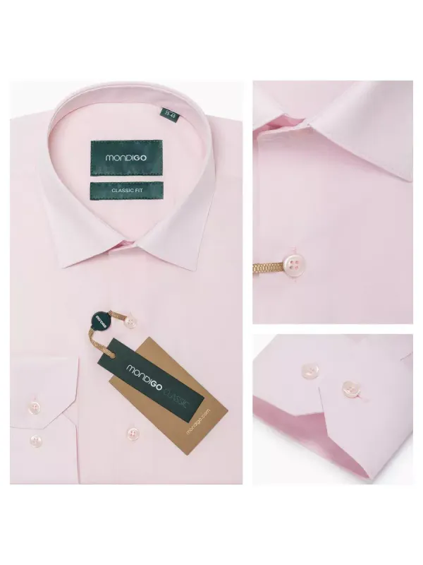 Рубашка классическая CLASSIC FIT с длинным рукавом, бледно-розовая