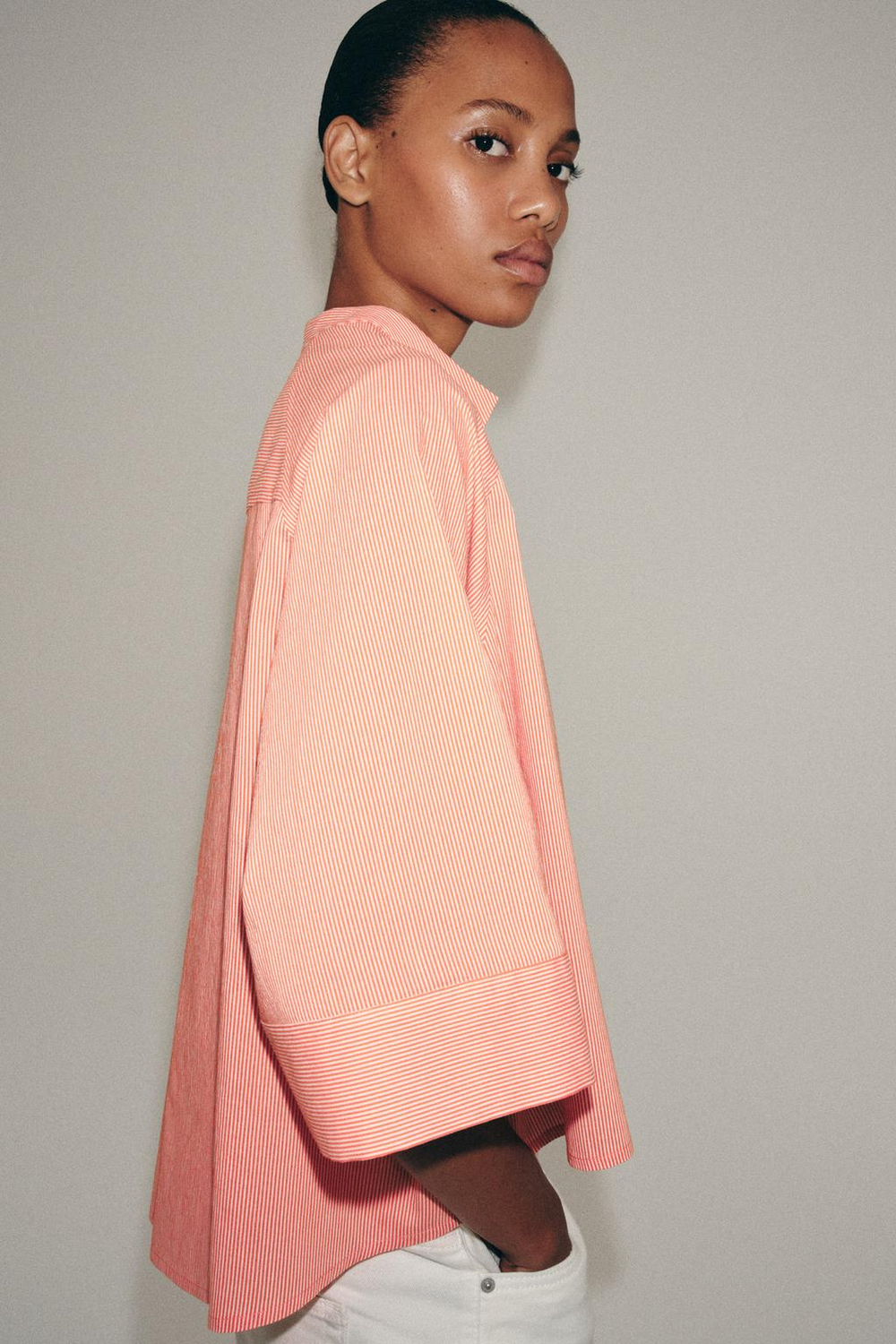 ZARA АСИММЕТРИЧНАЯ РУБАШКА — ZW COLLECTION, МАНДАРИНОВЫЙ