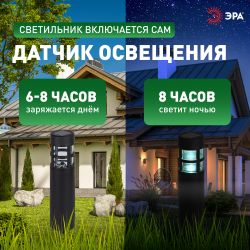 Светильник уличный ЭРА ERASS12-01 Олимп на солнечной батарее садовый 1 LED