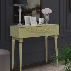 Консоль Арт Колор leaves Классик Голд Зеленая олива