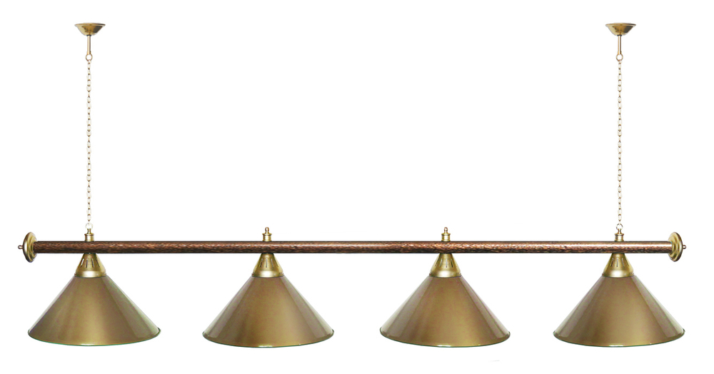 Лампа STARTBILLIARDS 4 пл. (плафоны зеленые,штанга зеленая,фурнитура золото)