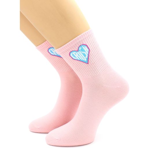 Носки с надписью в сердце "CRUSH" розовые Hobby Line