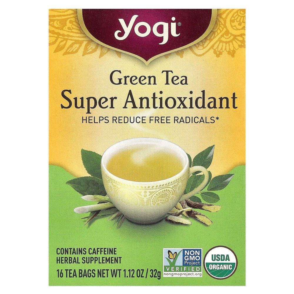 Yogi Tea, мощный антиоксидант зеленого чая, 16 чайных пакетиков, 32 г (1,12 унции)