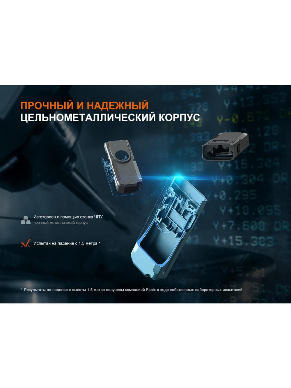 Фонарь-брелок Fenix E06R белый