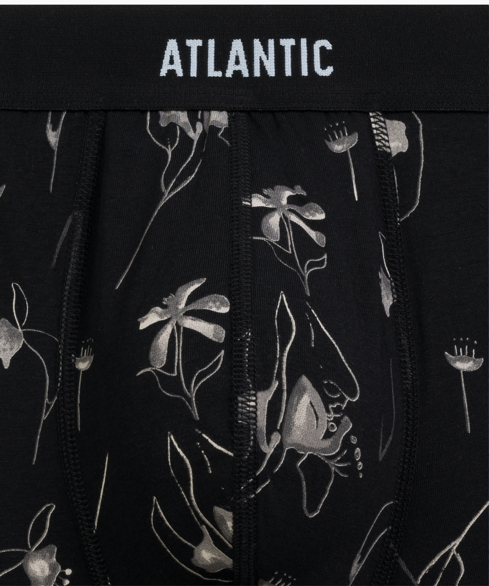 Мужские трусы шорты Atlantic, набор из 3 шт., хлопок, черные + голубые + черные, 3MH-229