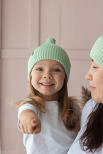 Шапка вязаная-резинка хлопковая КЭП(Шалфей)