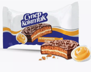 ПЕЧЕНЬЕ СЭНДВИЧ СУПЕР-КОНТИК СГУЩ.МОЛОКО 100ГР