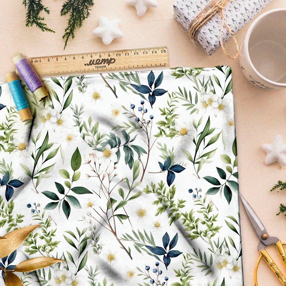 Ткань премиум атлас луговое разнообразие