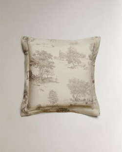 ZARA HOME НАВОЛОЧКА ИЗ САТИНА С УЗОРОМ ТУАЛЬ-ДЕ-ЖУИ, СЕРЫЙ