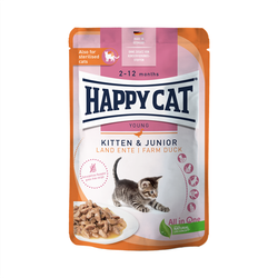 Happy Cat Kitten & Junior Мясные кусочки в соусе (Утка)