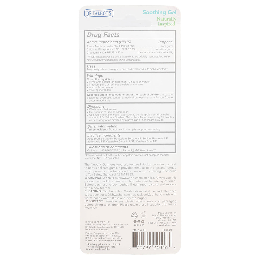 Dr. Talbot's, Успокаивающий гель с ромашкой, от 0 месяцев, 15 г (0,53 унции)