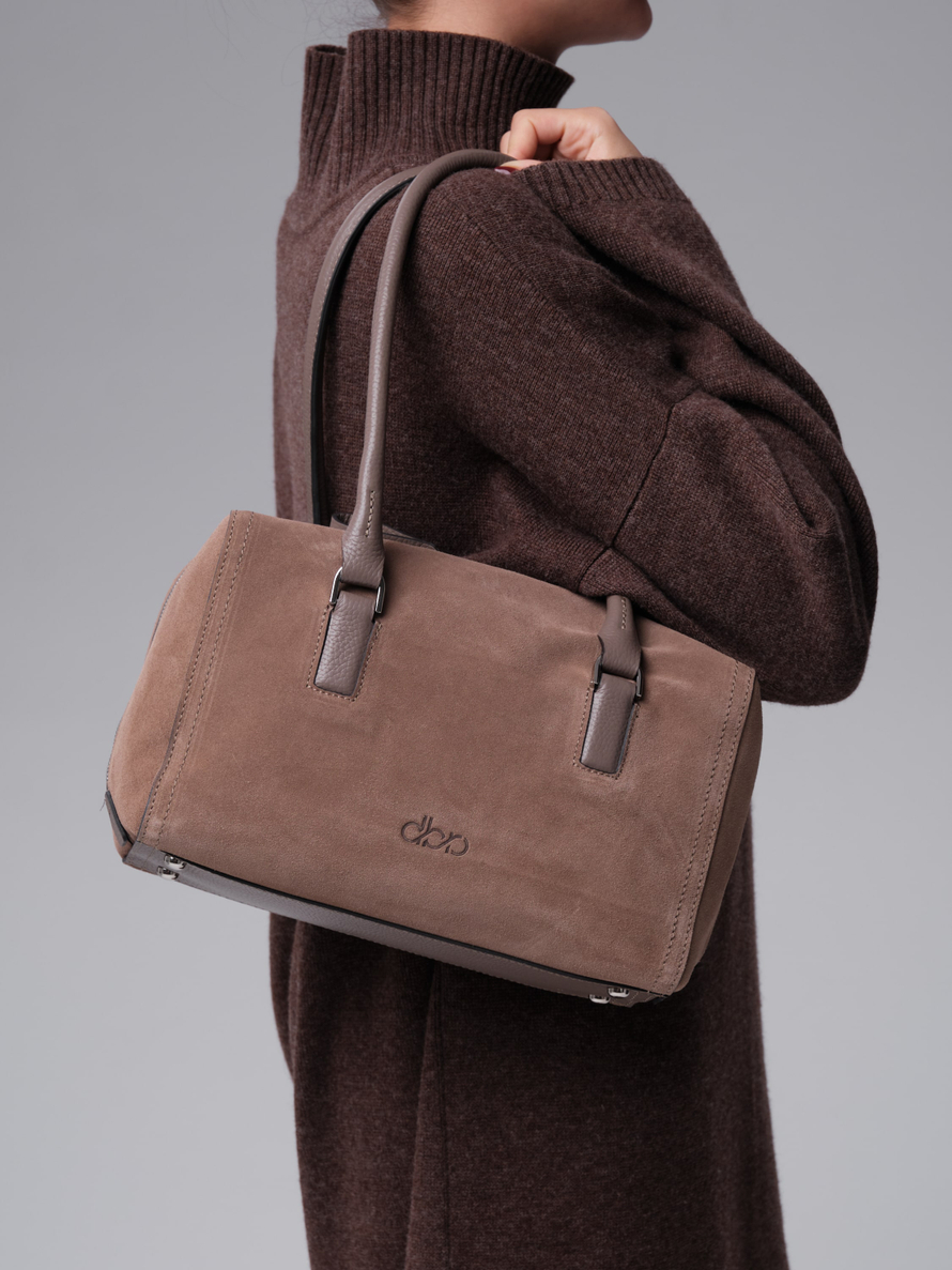 Замшевая сумка DBR 31333 серо-коричневый велюр