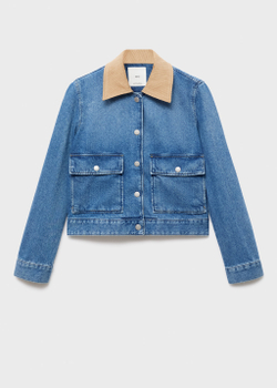 Джинсовая куртка с вельветовым воротником