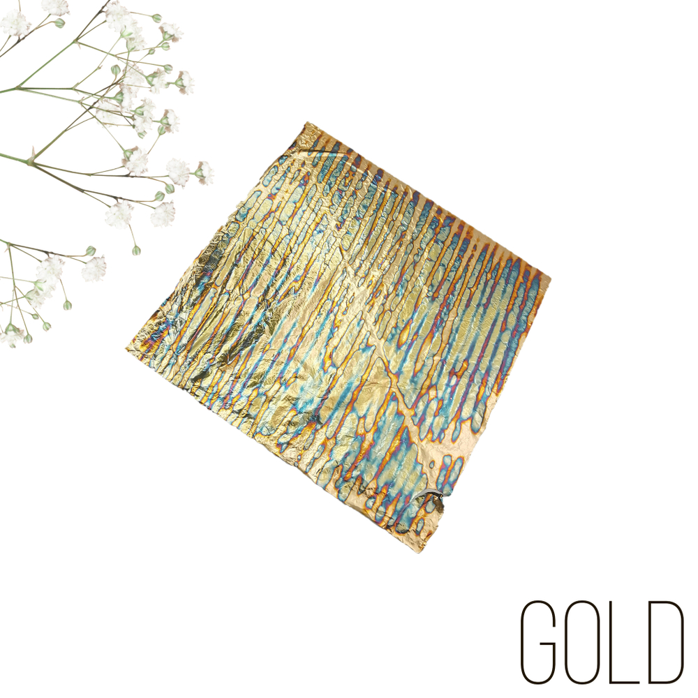 Поталь-фольга с разводами Multicolor Patter №1 "Gold", 10шт., 14*14см