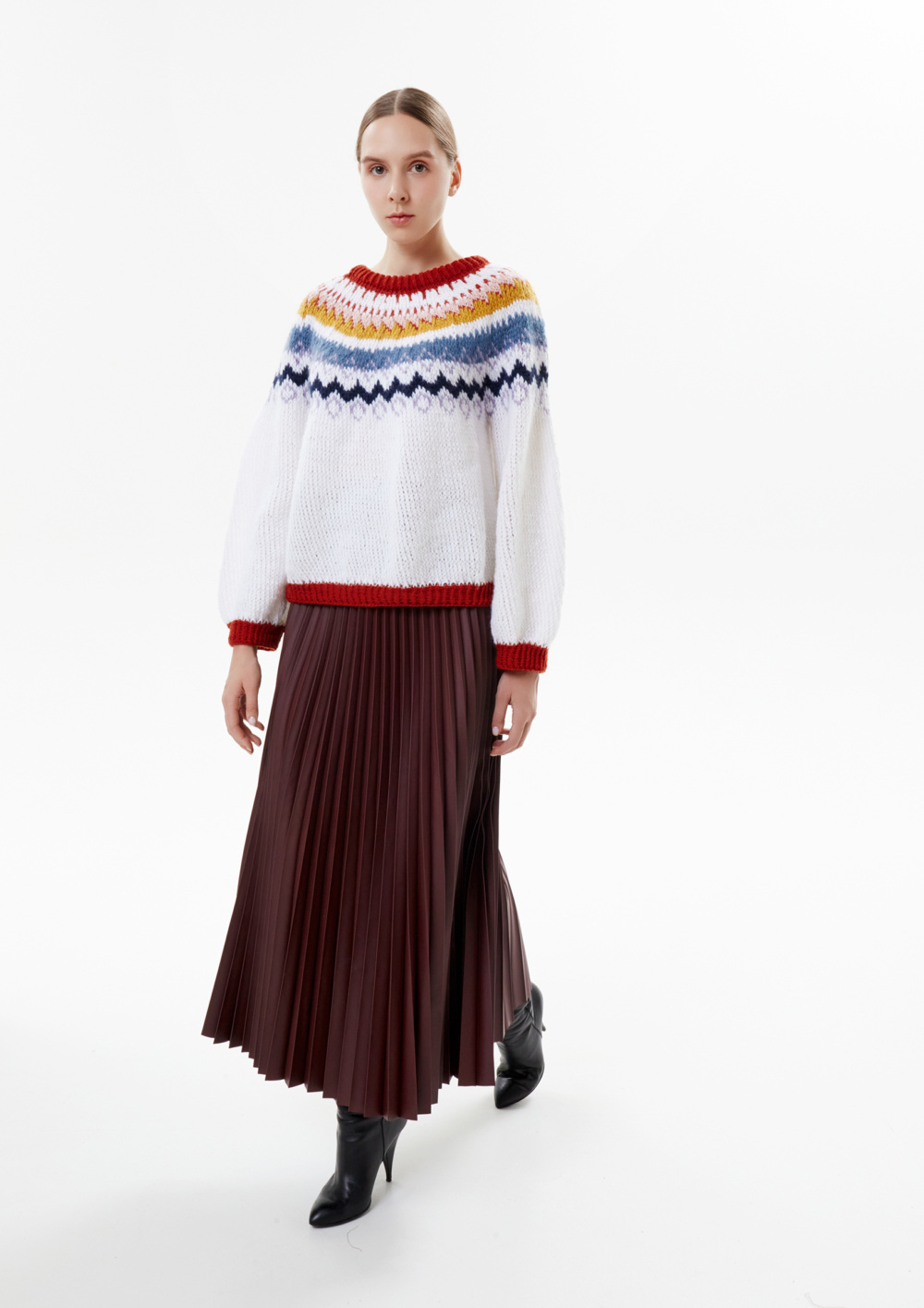 Юбка плиссирорваная, бордовый