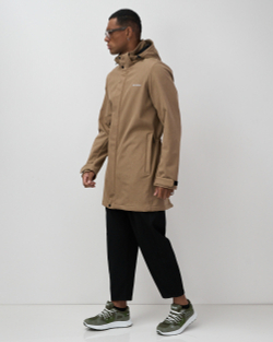 Парка спортивная мужская с капюшоном softshell бежевого цвета 9565B