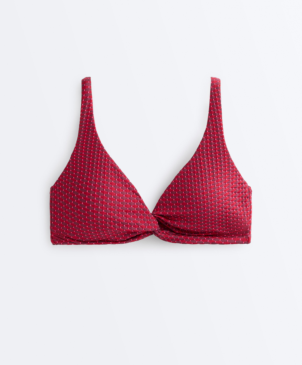 OYSHO Топ-бикини с жаккардовым узором, цвет фуксии