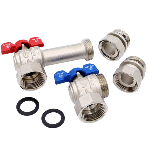 Комплект кранов VIEIR угл. с разъемным соединением для коллекторной группы 1" VER63 (упак_2)