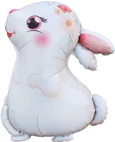 Шар (28''/71 см) Фигура, Милый зайка, Белый, 1 шт.